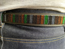 Load image into Gallery viewer, Camo Stripes Black Beaded Leather Belt