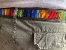 Load image into Gallery viewer, Rainbow Mix Beaded Dark Brown Leather Belt